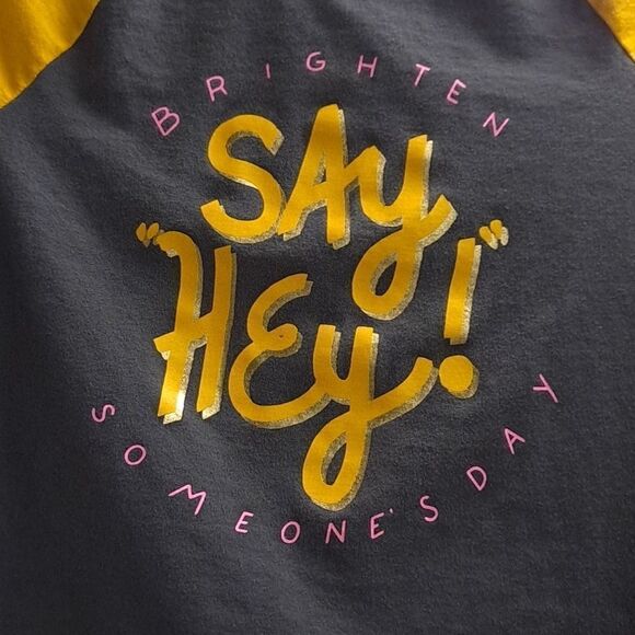 Cat & Jack Brighten Someone's Day Tee Grey Yellow Pink Large (10-12) (Girls) - Picture 3 of 5